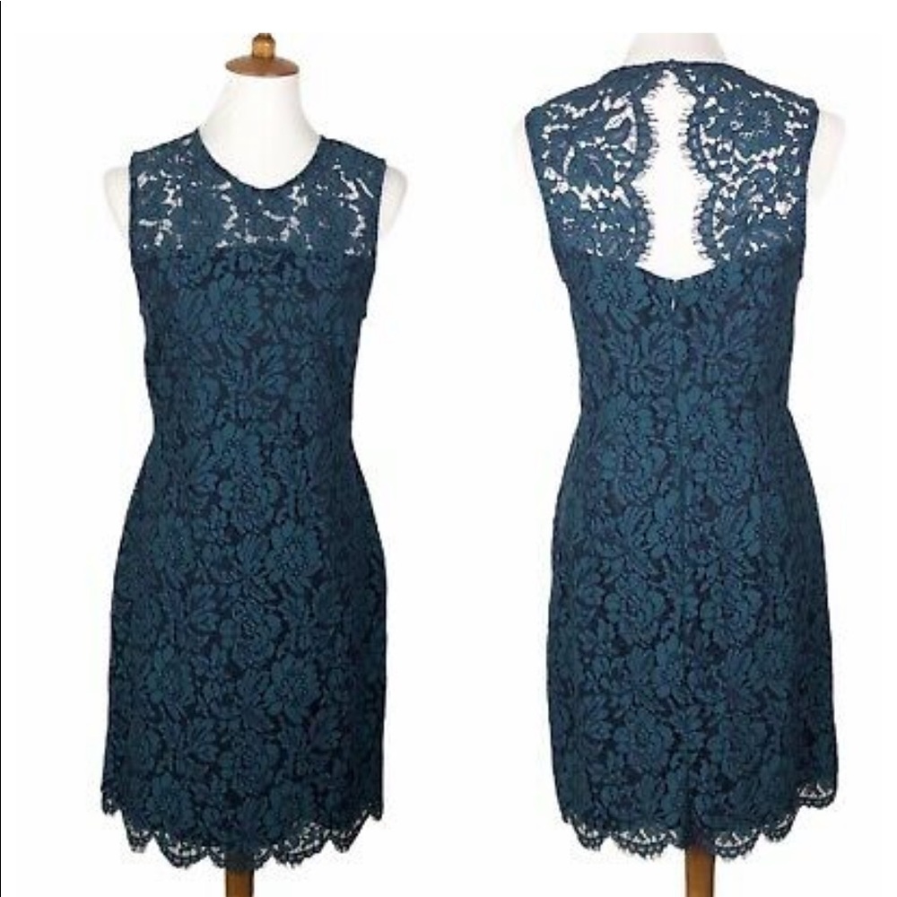 Banana Republic Teal lace overlay dress size 4